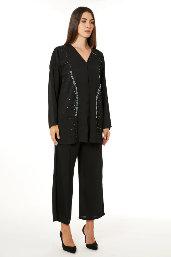 Black Zoom Top and Pants Set Travel Wear