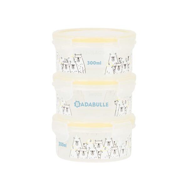 Badabulle – MaxiBox 3 x 300 ml – Airtight closing storage container for baby porridge