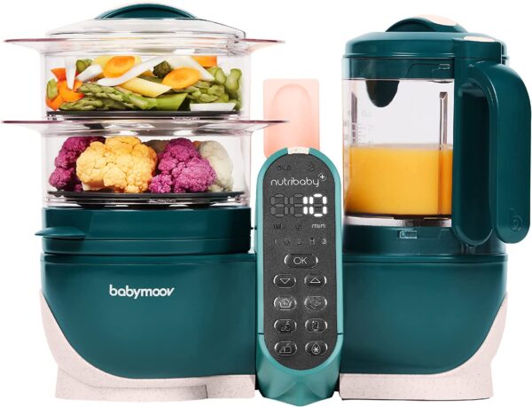 Babymoov – Nutribaby(+) 6-in-1 Multi-Purpose Baby Food Processor | Steam Cooker, Multi-Speed Blender, Large Capacity, Ideal for Batch Cooking | Warmer, Defroster, Steriliser – Opal Green, 2L