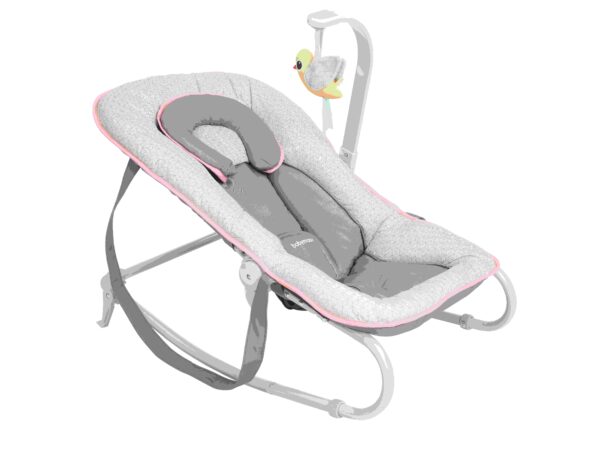 Babymoov – Graphik Baby Bouncer | Rocker Chair, Reclining Backrest, Removable & Adjustable Head Support | Cosy Cushioned Seats for Newborns | Peach, 0+