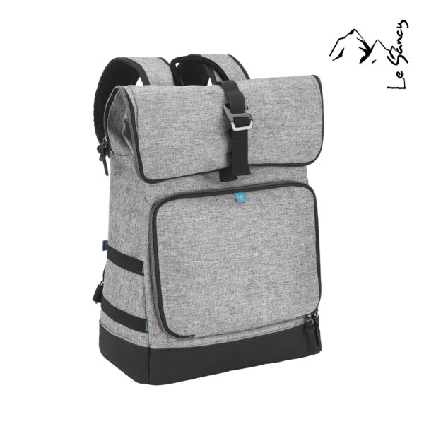 Babymoov Sancy Diaper Bag Backpack | Unisex Back Pack with Heavy Duty Roll-Top Closure, Large Insulated Compartment, Changing Pad and Accessories, Smokey