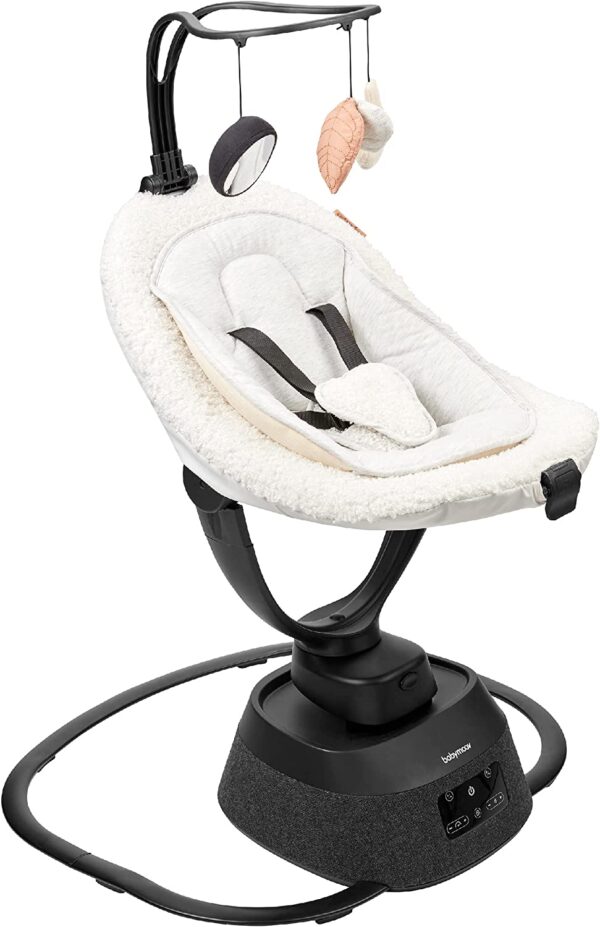 Babymoov – Swoon Evolution Motion Baby Swing | 360° High Baby Bouncer, Electric Baby Swing Rocker with Motion Sensor | 5 swing speeds, 2 rocking modes | 8 Lullabies, Mini-USB adapter | Removable Play Arch, 0+