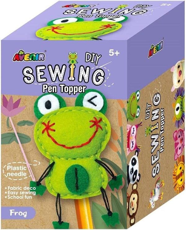 Avenir Sewing Pen Topper – Frog | DIY Pen Topper Friend Sewing Kit – Hours of Entertainment & Creativity | Tools & Instructions Included, Easy and Fun Activity for Kids +