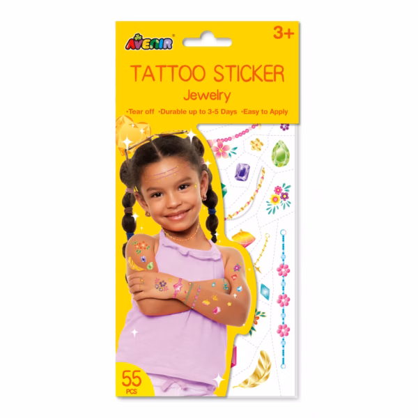 Avenir Tattoo Sticker – Jewelry | 50pc Set of Temporary Tattoos – High-Quality Water-Based Ink – Safe and Easy to Apply and Remove – Lasts 3-5 Days for Kids 3+