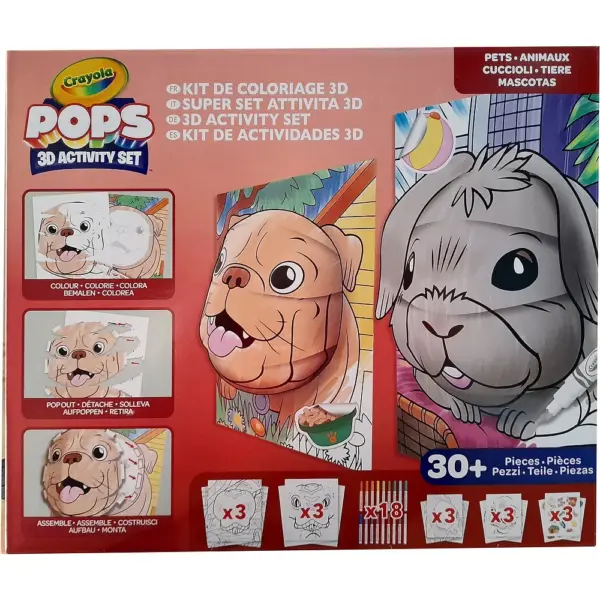 Crayola – Pops Super Set – Pets | Creative Building Kit for Kids – Includes 3 Extra-Large Pops Cards (30x37cm) and 3 Large Pops Cards (25×21.6cm) – 7 Skinny Markers | Ages 6+