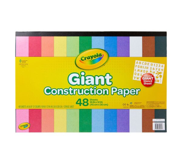 Crayola Giant Construction Paper with Stencils, 48 Count