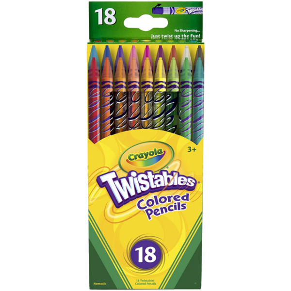 Crayola Twistable Color Pencils 18 Ct in assorted colors | fun and easy way to color and create | Just twist and color, no sharpening or peeling required | ages 4 and up
