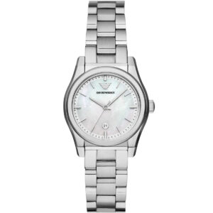 Emporio Armani Federica women's watch with white mother-of-pearl dial and silver stainless steel bracelet