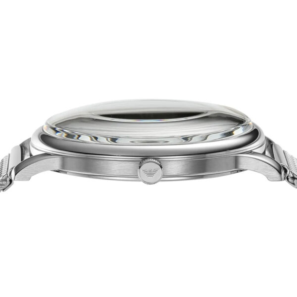 Emporio Armani AR11571 close-up of minimalist blue dial and case