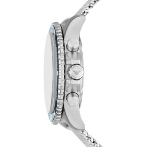 Emporio Armani AR11587 side profile showing case thickness and chronograph pushers