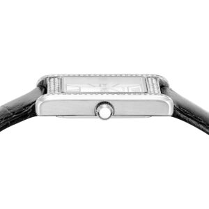 Emporio Armani Genni women's watch side profile showing slim rectangular case thickness and crown