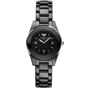 Emporio Armani Leo Small black ceramic women's watch with black dial and ceramic strap