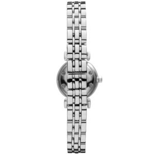 Side view of Emporio Armani AR1763 showing T-bar case design and stainless steel metal bracelet