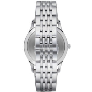 Emporio Armani Beta Large watch caseback and strap detail in silver