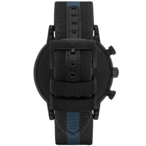 AR1948 Emporio Armani Luigi watch caseback with striped textile and leather strap
