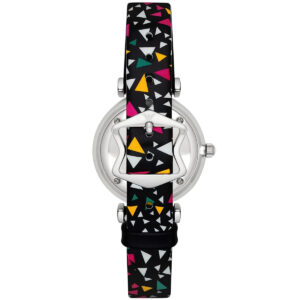 Back view of Emporio Armani Gianni T-Bar watch showing case back and strap