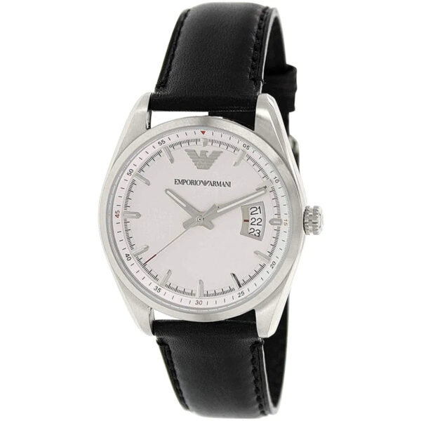 Emporio Armani Sportivo AR6015 angled view showing white dial and date window