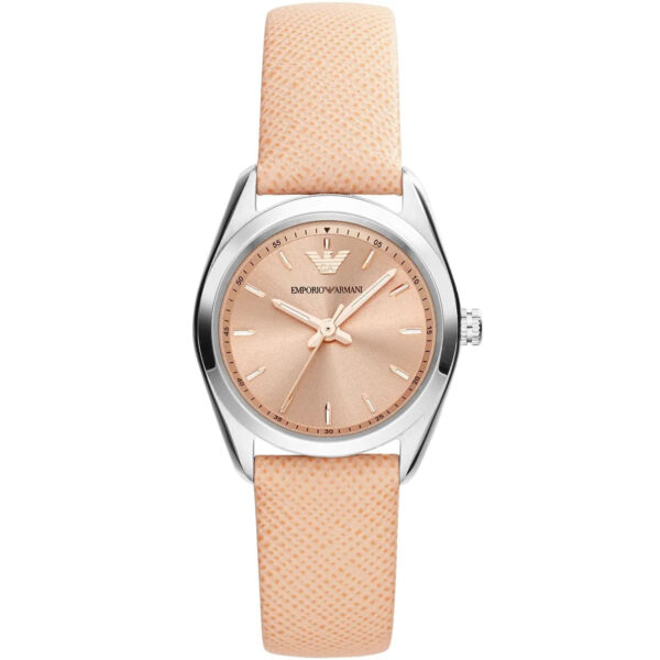 Emporio Armani Tazio Small AR6032 women's watch with rose gold dial and beige leather strap