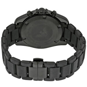 Emporio Armani Tazio Large chronograph black silicone-wrapped stainless steel bracelet rear view