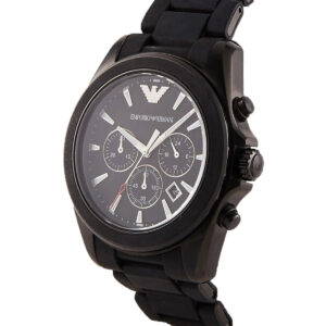 Emporio Armani Tazio Large chronograph watch side view displaying pushers and case profile