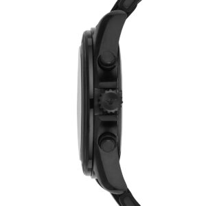 Emporio Armani Tazio Large chronograph watch side profile showing crown, pushers and bracelet thickness