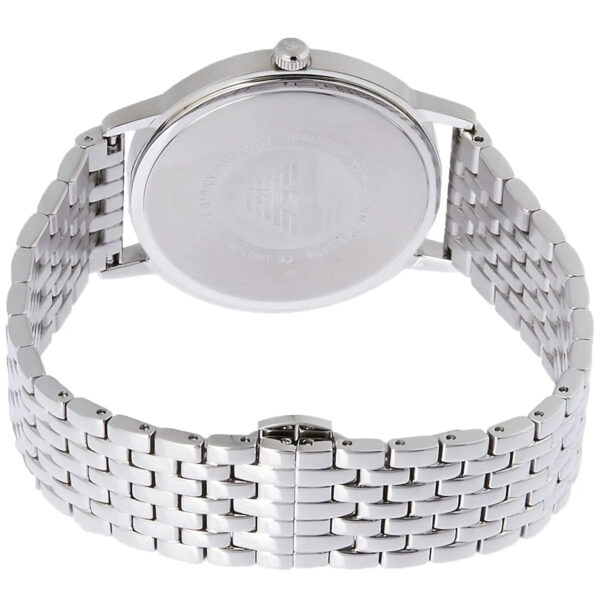Emporio Armani Kappa caseback showing stainless steel bracelet and watch back