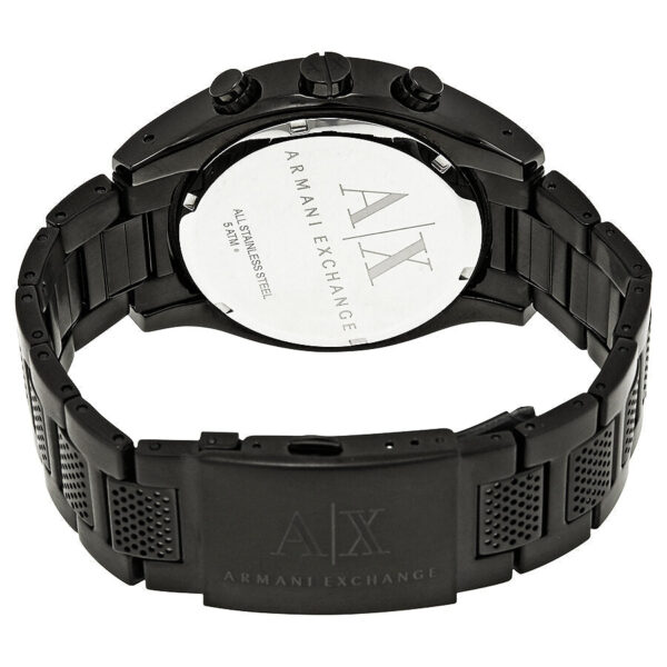 Caseback of Armani Exchange AX1605 watch showing white display back with AX branding