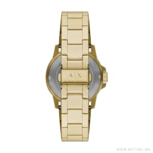 Armani Exchange Leonardo watch rear view with visible caseback and bracelet