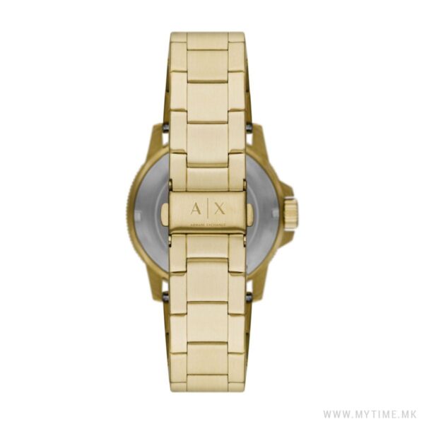 Armani Exchange Leonardo watch rear view with visible caseback and bracelet