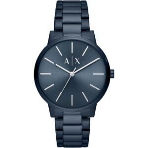 Armani Exchange Cayde AX2702 blue stainless steel analog quartz men's watch with minimalist dial
