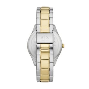 Case back view of Armani Exchange Dante watch with branding