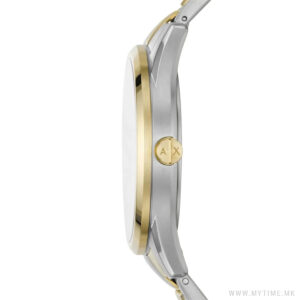 Side profile of Armani Exchange Dante AX1865 watch displaying case thickness and bracelet