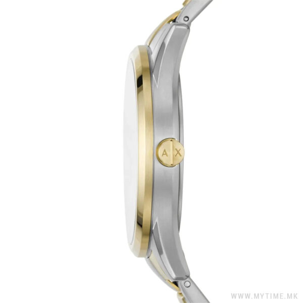 Side profile of Armani Exchange Dante AX1865 watch displaying case thickness and bracelet