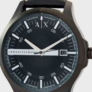 Armani Exchange AX2411 Hampton angled view showing blue dial and date window