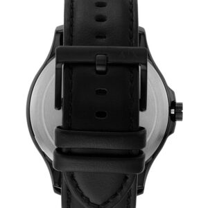 Armani Exchange AX2411 case back showing black leather strap details