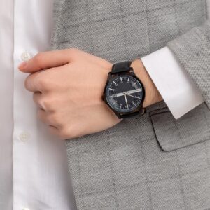 Armani Exchange Hampton AX2411 watch worn on wrist with grey suit