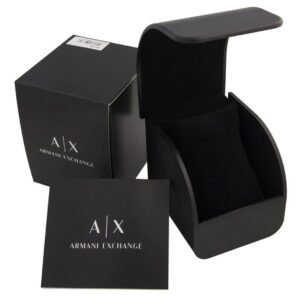Armani Exchange Leonardo AX1855 packaging with branded black box and presentation case