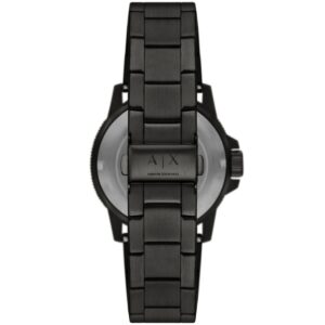 Armani Exchange Leonardo AX1855 caseback showing transparent display with Armani Exchange branding