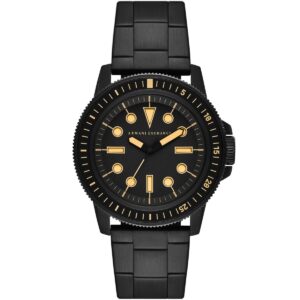 Armani Exchange Leonardo AX1855 black-tone men's watch with black dial and gold hour markers