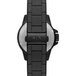 Armani Exchange Leonardo AX1858 case back showing black stainless steel with AX logo