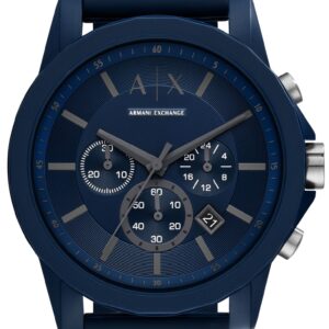 Armani Exchange Outerbanks blue chronograph watch with blue dial and silicone strap