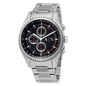Armani Exchange The Driver chronograph men's watch with black dial and stainless steel bracelet