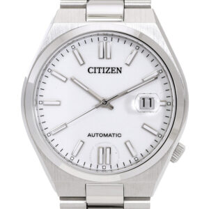 Citizen Tsuyosa white dial with hour markers, date window, and automatic text