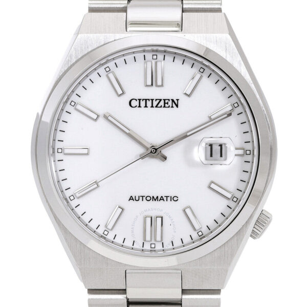Citizen Tsuyosa white dial with hour markers, date window, and automatic text