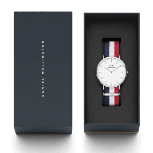 Daniel Wellington Cambridge 40mm watch in branded presentation box with owner's guide