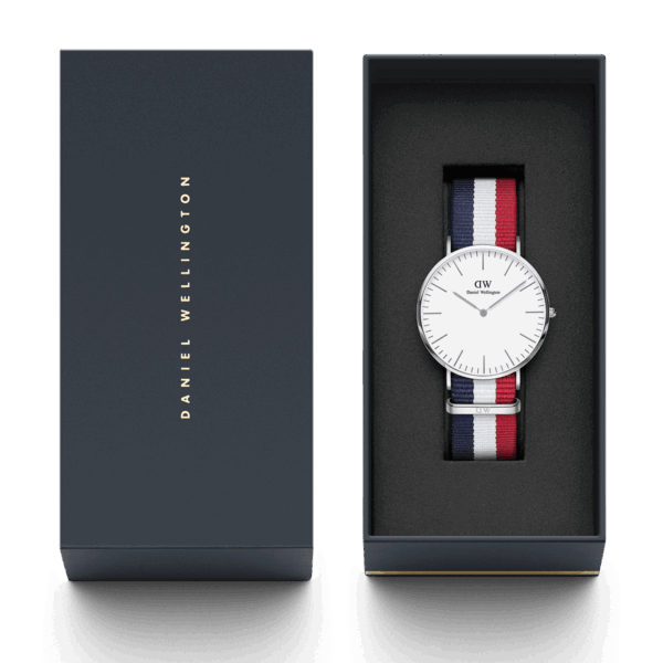 Daniel Wellington Cambridge 40mm watch in branded presentation box with owner's guide