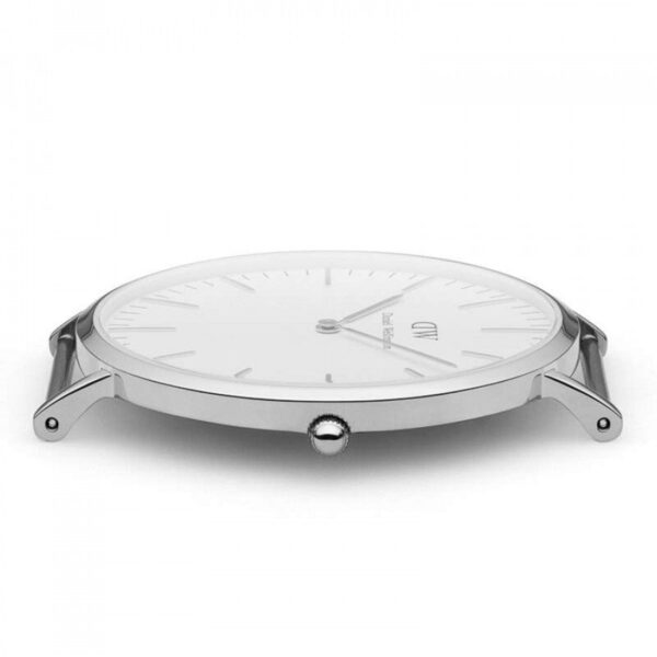 Case back view of Daniel Wellington Oxford 40mm showing dial and lugs from rear