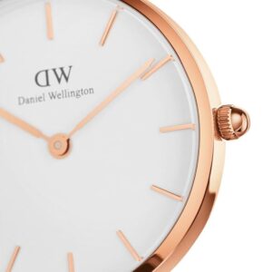 Side view showing rose gold case profile and crown details