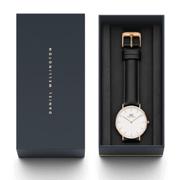 Daniel Wellington Sheffield watch with presentation box, strap, and owner's guide