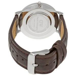 Daniel Wellington York caseback showing engraved Daniel Wellington branding and specifications